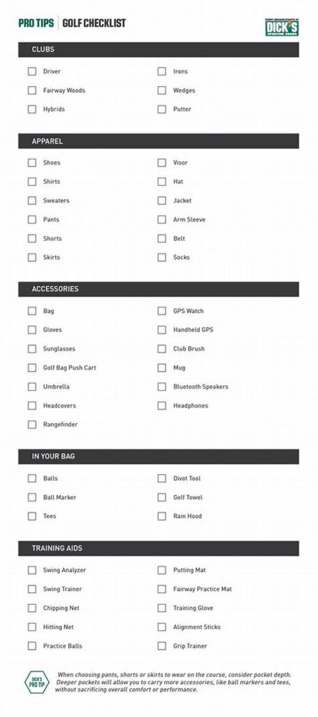 Golf Tournament Equipment Checklist